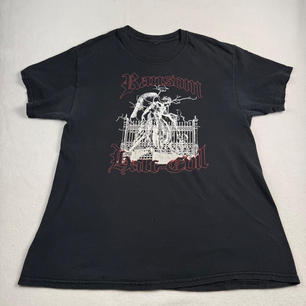 Half Evil Ransom Graphic Tee‎ Mens Black Short Sleeve Streetwear T-Shirt L